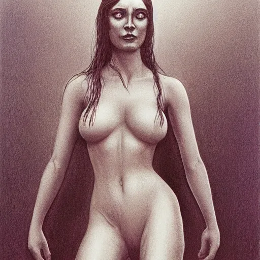 Image similar to elza ice in bikini, highly detailed, smooth, sharp focus, giger, zdzisław beksinski, laury lipton