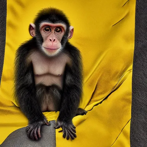 Image similar to a monkey wearing a yellow kimono, 8 k