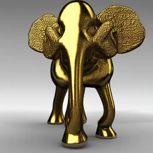 Image similar to golden mammoth in leticia gillett's style 3 d