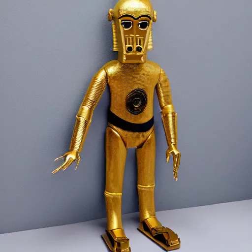 Image similar to wes anderson puppets of c - 3 p 0 with skin