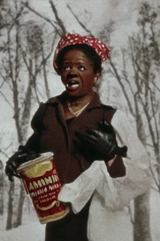 Image similar to aunt jemima covered in maple syrup horror movie cinematic