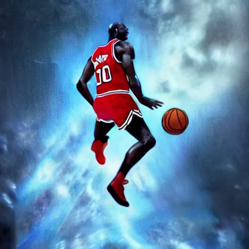 Prompt: “hyperrealistic mixed media high resolution image of michael jordan as superman, dunking a basketball, stunning 3d render inspired art by István Sándorfi and Greg Rutkowski and Unreal Engine, perfect symmetry, dim volumetric lighting, 8k octane beautifully detailed render, post-processing, extremely hyper-detailed, intricate, epic composition, highly detailed attributes, highly detailed atmosphere, cinematic lighting, masterpiece, trending on artstation, very very detailed, masterpiece, stunning, flawless structure, lifelike texture, perfection,”