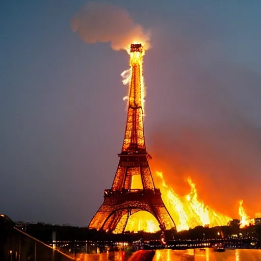 Image similar to eiffel tower on fire