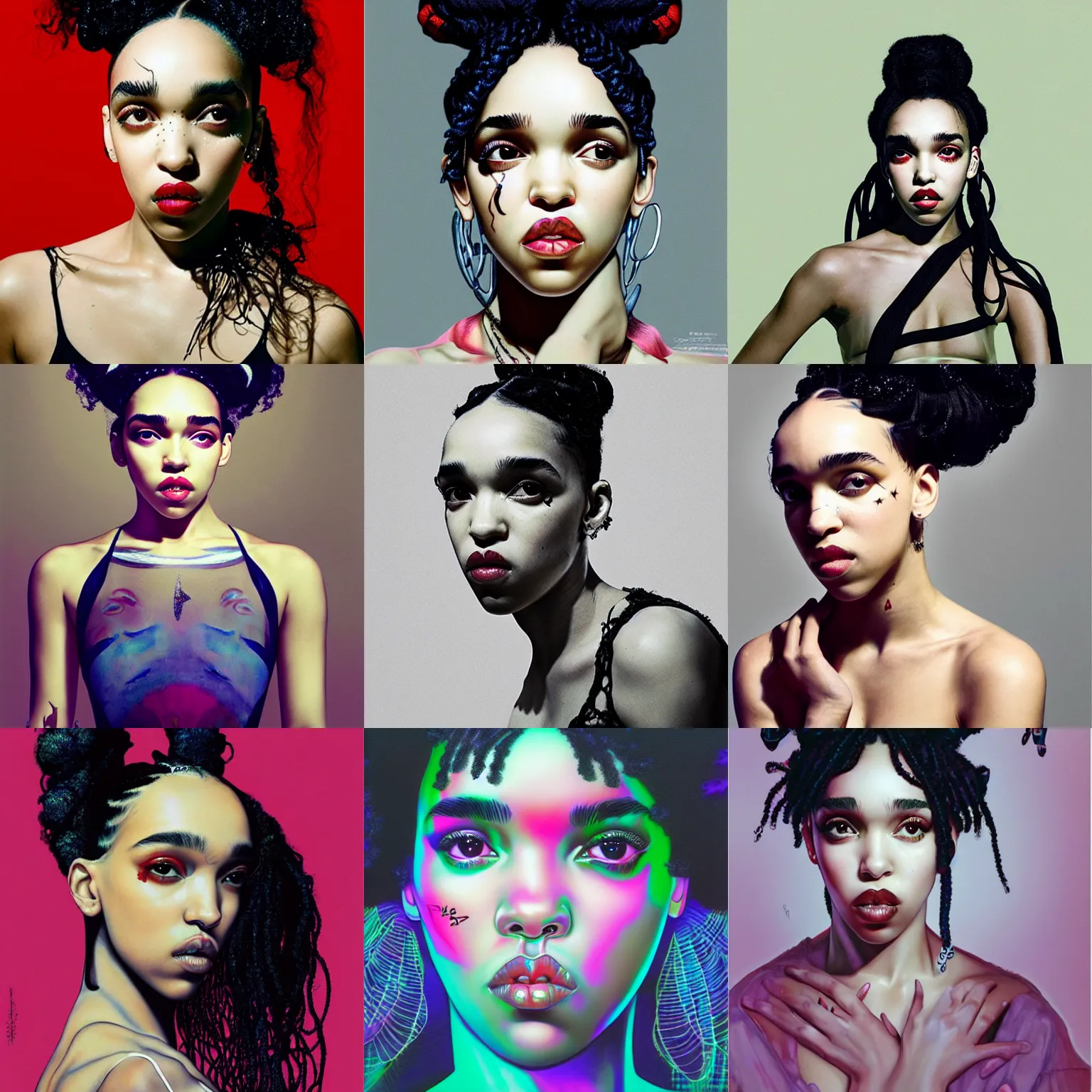 Prompt: fka twigs portrait by james jean and Jason Chan