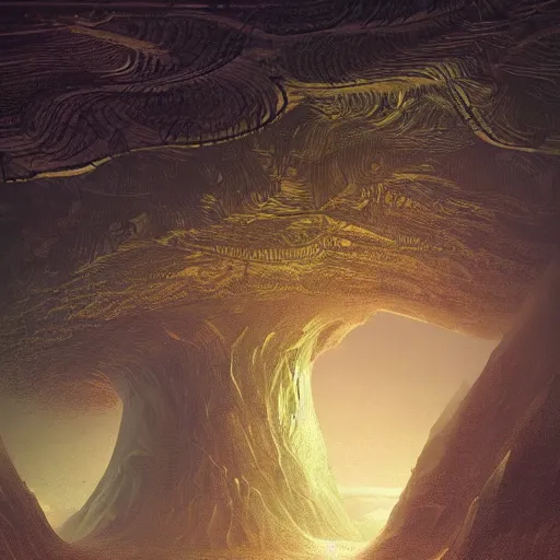 Prompt: a mysterious alien landscape, 7 0 s science fiction art, beautiful, hd, concept art,