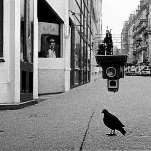 Image similar to surveillance camera footage of xavi hernandez on the street holding a pigeon