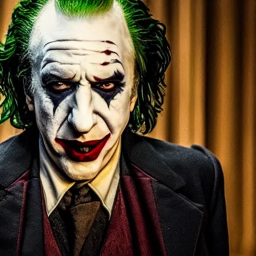 Image similar to film still of Alan Rickman as joker in the new Joker movie