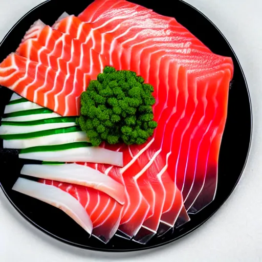 Image similar to gigantic plate of gourmet top quality sashimi photography professional photograph