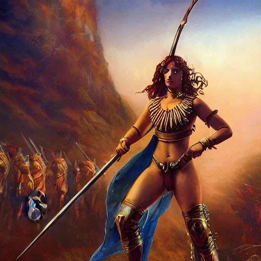 Image similar to epic beautiful young warrior maiden fighting against injustice under ritual lit night Micheal Whelan, Jeff Easley photorealistic, cinematic, fantastic reality, detailed, intricate dramatic lighting, establishing shot, 8k resolution – W 1024