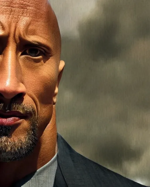 Image similar to film still close up shot of dwayne johnson as inspector clousea. photographic, photography