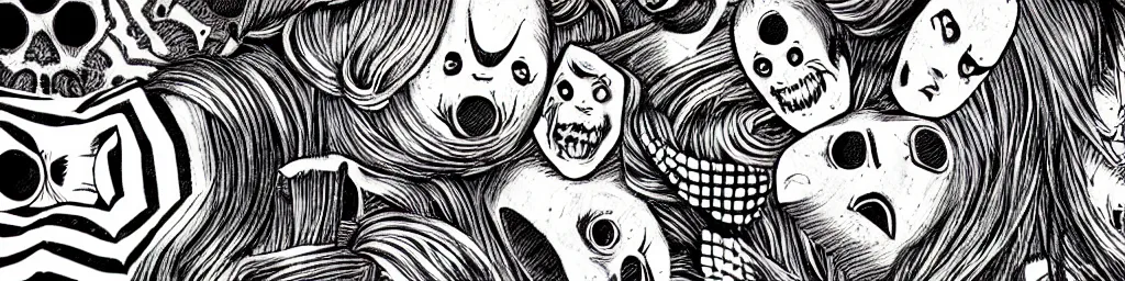 Image similar to Pattern, horror, creepy, dark, manga, pencil, inspired by junji ito, superior quality, masterpiece