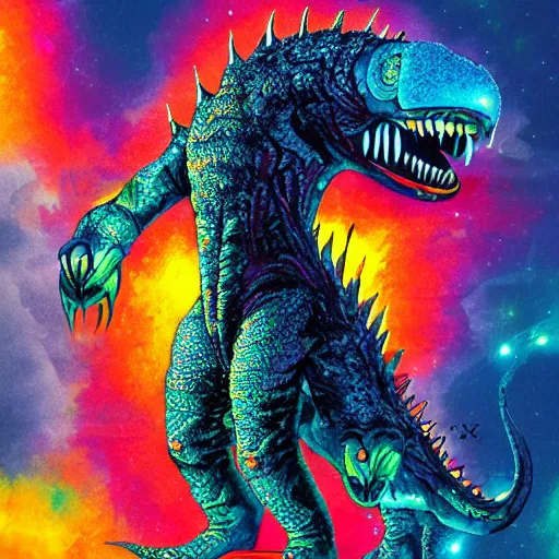 Prompt: a kaiju bigger than a universe, detailed, high contrast, colorful n 9