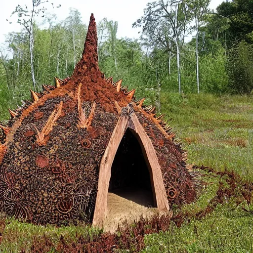 Image similar to Spikey house, organic, earth, mud