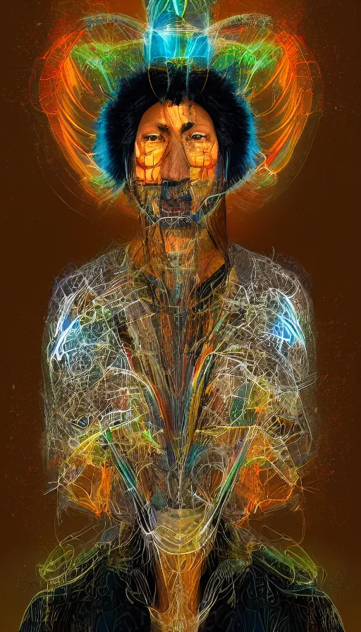 Image similar to portrait of a digital shaman, by fortiche studio