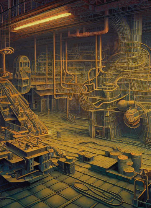 Prompt: hyper detailed 3d render like a Oil painting - the factory by Jacek Yerka, Mariusz Lewandowski, Abstract brush strokes, Houdini Algorithmic Generative Art, Masterpiece, Edward Hopper and James Gilleard, Zdzislaw Beksinski, Mark Ryden, Wolfgang Lettl, hints of Yayoi Kasuma, octane render, 8k