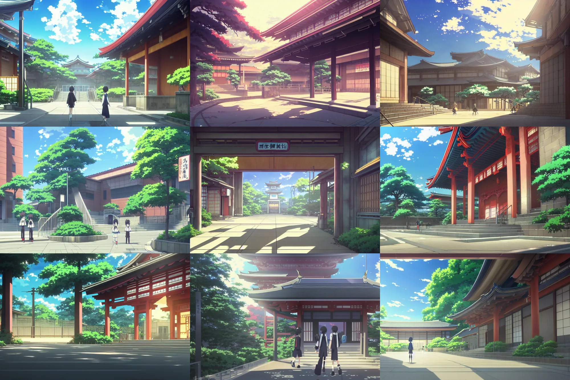 the entrance a japanese high school building, anime | Stable Diffusion |  OpenArt