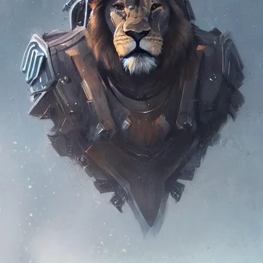 Prompt: a lion wearing futuristic heavy armor ultra mega realistoc detailed art by greg rutkowski charles bowater 8k ultra mega detailed face photorealistic deviantar artstation real life western comic art sharp lines professionaly shaded