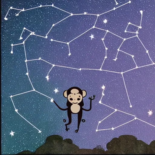 Image similar to a constellation of a happy monkey