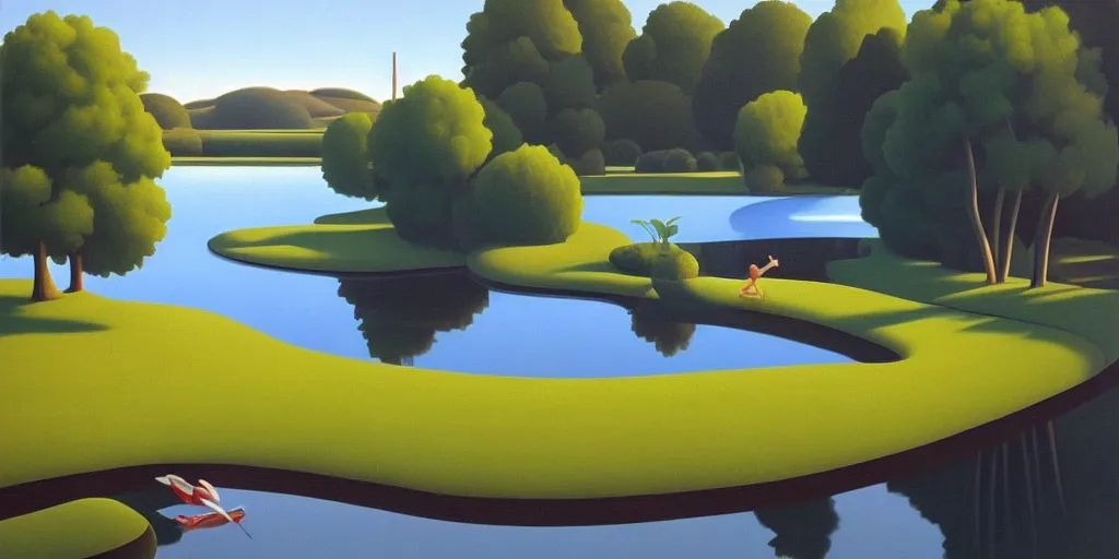 Image similar to the pond, blue sky, summer evening, kenton nelson