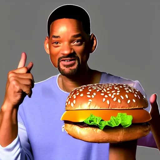 Image similar to will smith, wearing a costume that looks like a burger, photograph, dancing, burger costume, 4 k