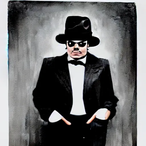 Image similar to Michael Jackson as Al Capone, realistic vintage