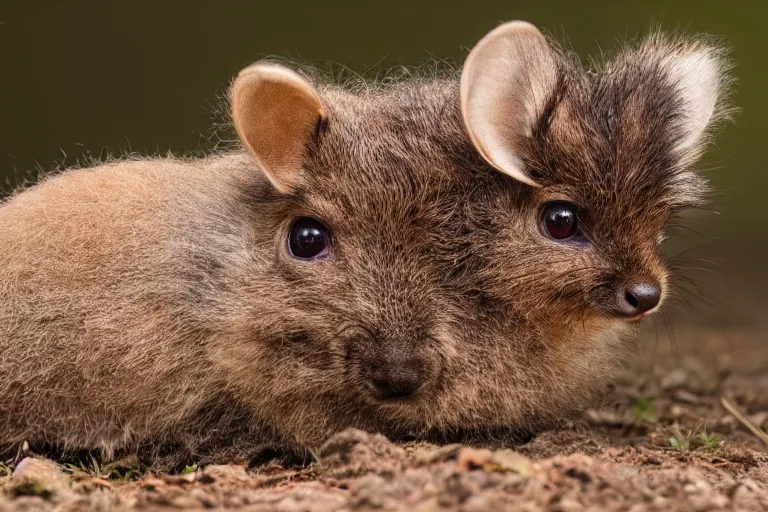 Image similar to a pudu chinchilla!!! hybrid! hyper realistic!! realistic lighting!! wildlife photographer of the year!!! bold natural colors, national geographic, hd, wide angle, 8 k