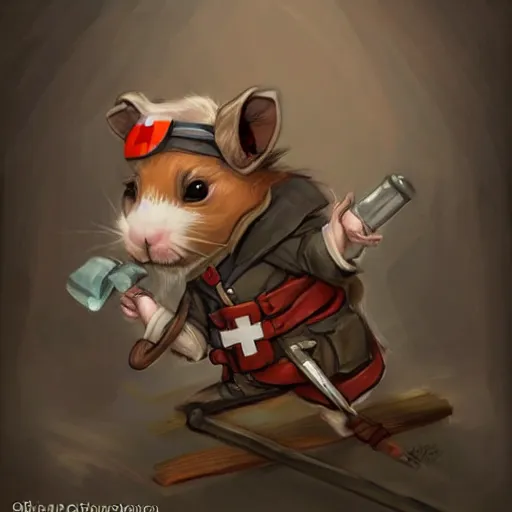 Prompt: cute little anthropomorphic Guinea Pig Field Medic, tiny, small, short, Modern Field medic with red cross, cute and adorable, pretty, beautiful, DnD character art portrait, matte fantasy painting, DeviantArt Artstation, by Jason Felix by Steve Argyle by Tyler Jacobson by Peter Mohrbacher, cinema