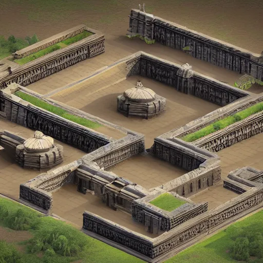 Prompt: a low poly isometric view of an ancient indian city, high quaity, unreal engine 5