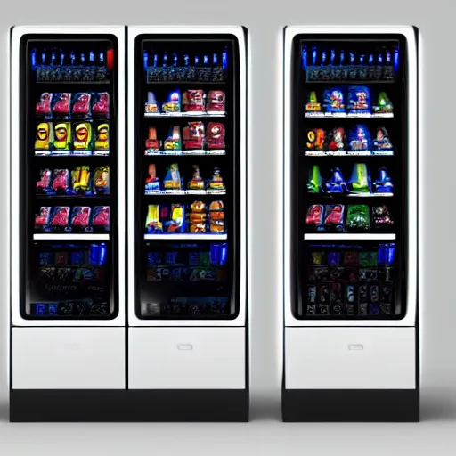 Image similar to award winning product photography of a vending machine designed by jony ive, studio lighting, white background, 8 k, ultra detailed,