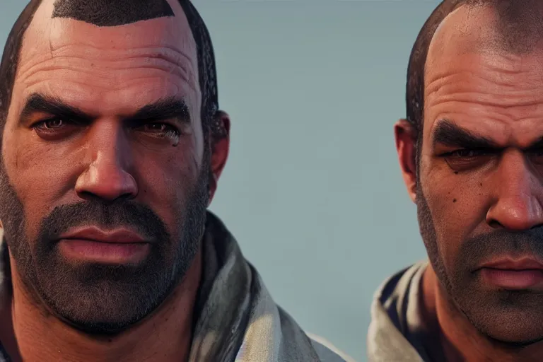 Image similar to hyperrealistic trevor from gta 5, realistic, cinematic lighting, high detailed, high resolution, hyperrealistic, realistic, 8k, hd