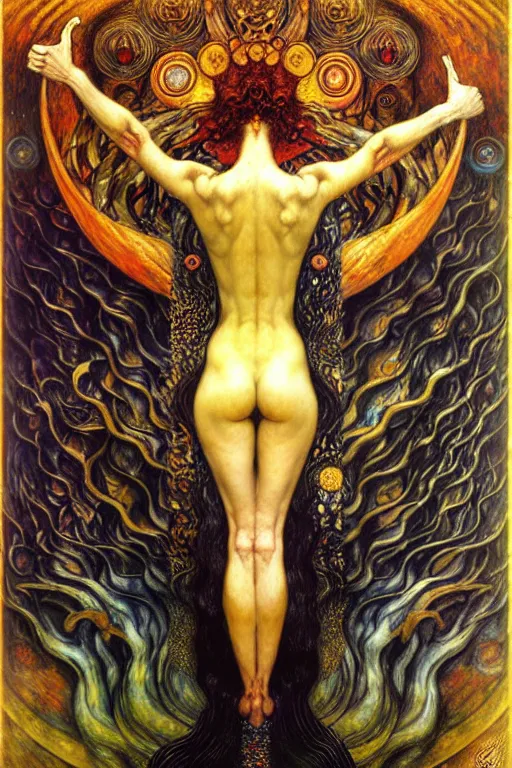 Image similar to Divine Chaos Engine by Karol Bak, Jean Delville, William Blake, Gustav Klimt, and Vincent Van Gogh, symbolist, visionary