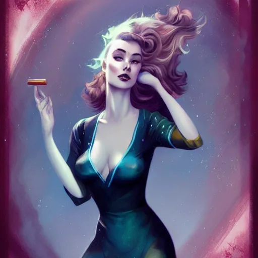 Image similar to a pinup by charlie bowater and anna dittmann and alberto vargas.