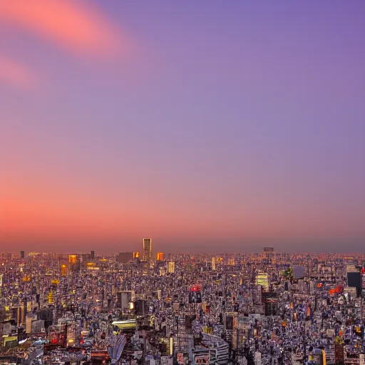 Image similar to The skyline of Tokyo at sunset, photograph, high-resolution, hot on 500px