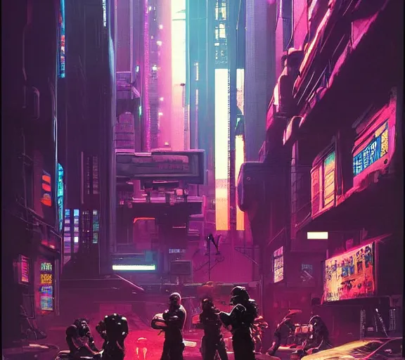 a portrait of a cyberpunk gangoon street battle, Night | Stable ...