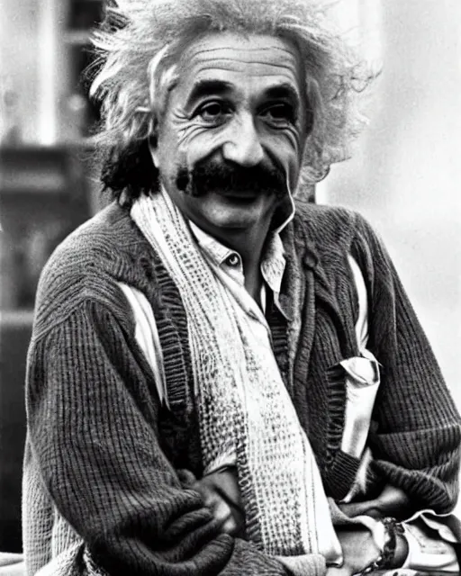 Image similar to a portrait of a 1 9 6 0 s hippie looking like albert einstein