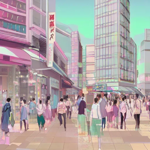 Image similar to pastel colored digital art of tokyo, trending on artstation