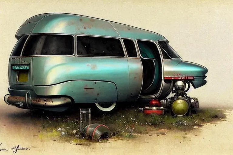 Image similar to ( ( ( ( ( 1 9 5 0 s retro science fiction rv ratrod camper. muted colors. ) ) ) ) ) by jean - baptiste monge!!!!!!!!!!!!!!!!!!!!!!!!!!!!!!