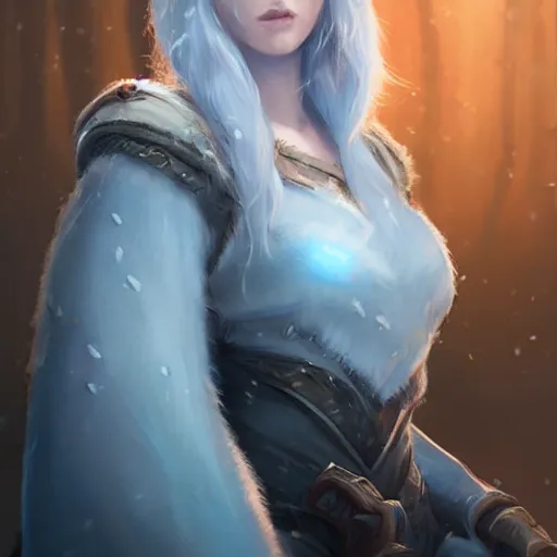 Prompt: cold portrait of a beautiful young ice queen wearing (((((((ice crown))))))), epic fantasy style, in the style of Greg Rutkowski, hearthstone artwork