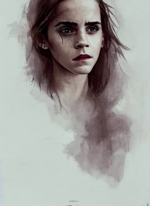 Image similar to emma watson as hermione granger. dark colors. menacing. haunting. frightening. trending on artstation. award winning. artgem. greg rutkowski. beksinski. extremely detailed. 4 k.