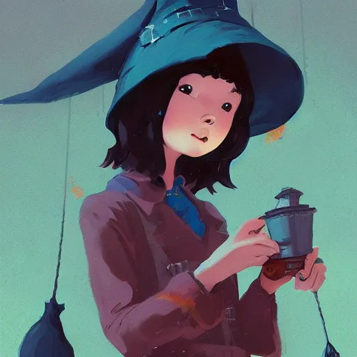 Prompt: highly detailed portrait of a little witch classroom atey ghailan, james gilleard, by joe fenton, by greg rutkowski, by greg tocchini, by kaethe butcher, 4 k resolution, gradient yellow, black, brown and cyan color scheme, grunge aesthetic!!!