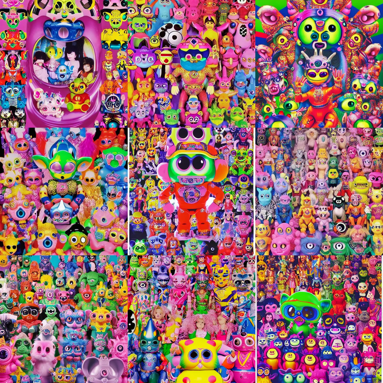 Image similar to hyperreal hindu power ranger furby cowboy rat fink barbie kewpie dragon dog god troll doll, kawaii high definition lifelike portrait art on 35mm film by Lisa Frank and Yayoi Kusama