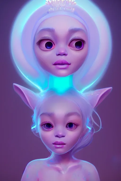 Image similar to super cute Bioluminescent Princess character concept, soft light, soft mood, realistic body features and face, illustration, painting oil on canvas by Elena Zhurikhina and Goro Fujita, octane render trending on artstation, 4k, 8k, HD