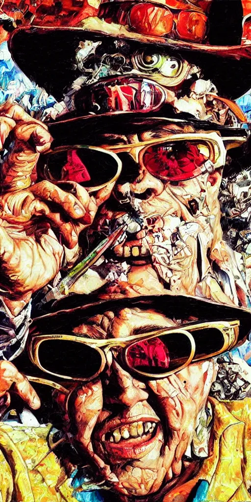 Image similar to oil painting scene from Fear an loathing in las vegas movie art by kim jung gi