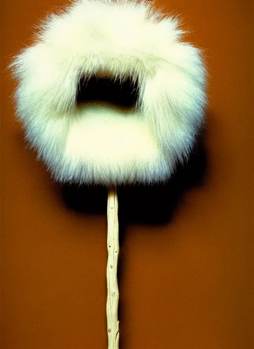 Prompt: realistic photo of a a medieval brushwood and straw archeology scientific equipment device made of brushwood, with white fluffy fur, by dieter rams 1 9 9 0, life magazine reportage photo, natural colors, metropolitan museum collection