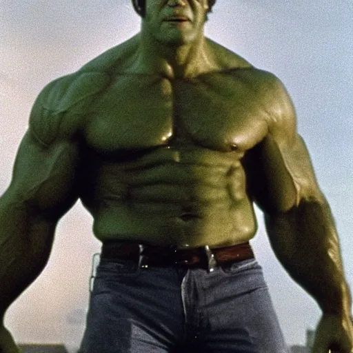 Image similar to jason statham as hulk in 1 9 7 7 movie