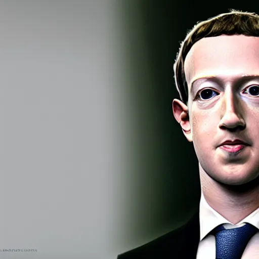 Prompt: Mark Zuckerberg is a lizard person, lizard skin, scaled skin, dead eyes, hollow expression, pale skin, portrait, high resolution photograph, 4k