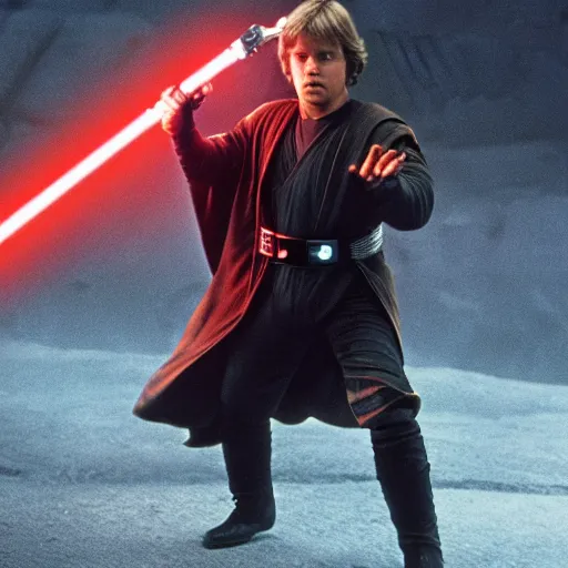 Image similar to matt damon as luke skywalker fighting darth vador in star wars episode 6, 8k resolution, full HD, cinematic lighting, award winning, anatomically correct