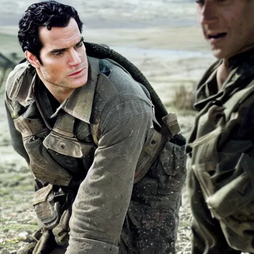 Image similar to Henry Cavill starring in saving private Ryan