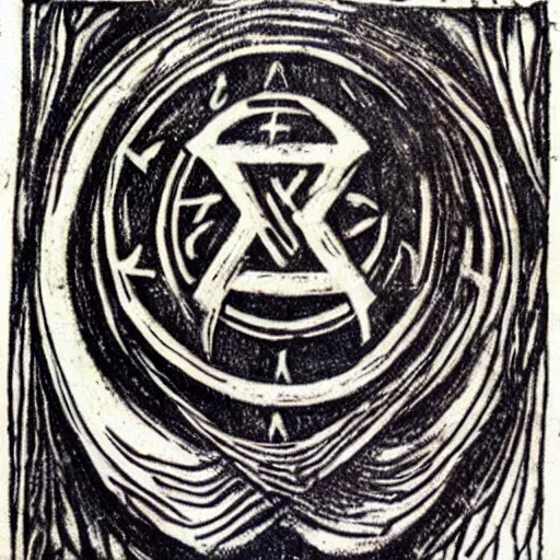 Image similar to magic protection iconography old occult rune intaglio etching engraving alchemy ink witchcraft