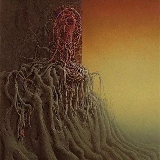 Image similar to Eldritch horror mother, painted by beksinski